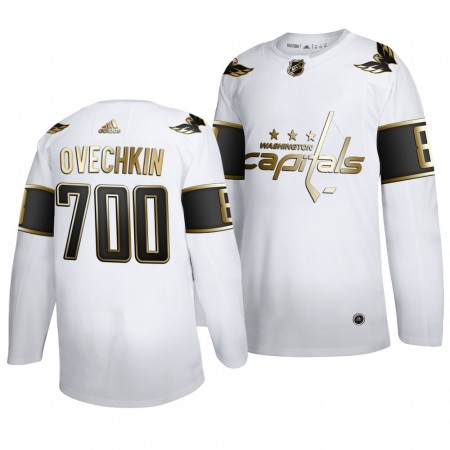 Washington Capitals Alexander Ovechkin 700 Goals Adidas 2019-2020 Wit Golden Edition Authentic Shirt - Mannen